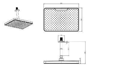 Верхний душ потолочный 305х205мм AQUATEK, матовый черный AQ2071MB фото в интернет-магазине Русалия
