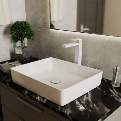 Смеситель для раковины DK высокий матовый белый Bayern.Liszt (DA1512008) фото в интернет-магазине Русалия