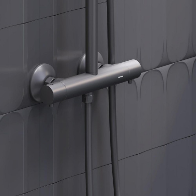 977800300 Jupiter душевая система со смесителем с термостатом чёрный фото в интернет-магазине Русалия