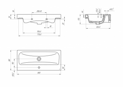 Раковина Moduo Slim 80 UM-MOD80SL/1 Cersanit фото в интернет-магазине Русалия