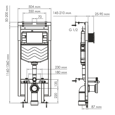 Dinkel 58TLT.010.ME.BN01 Система инсталляции для унитазов, никель Wasserkraft фото в интернет-магазине Русалия