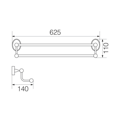 Полотенцедержатель двойной 60см VR.BNR-7822.BR Bonjour Bronzo Veragio фото в интернет-магазине Русалия