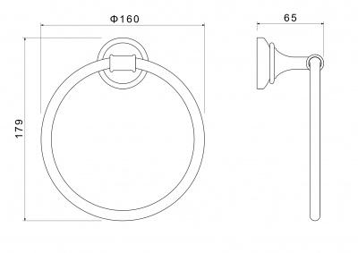 Полотенцедержатель кольцо AQUATEK, матовый черный AQ4512MB КЛАССИК фото в интернет-магазине Русалия