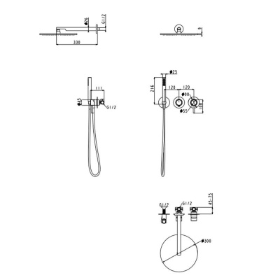 Душевая система встраиваемая (без излива) Grocenberg GB5090CR, хром фото в интернет-магазине Русалия