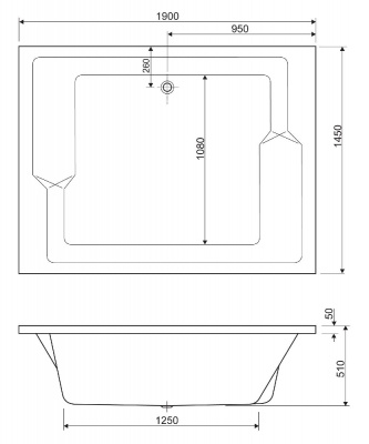 Акриловая ванна CEZARES PLANE_DUO-190-145-51-W37 фото в интернет-магазине Русалия