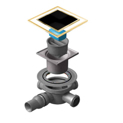 Точечный трап Pestan Confluo Standard 10х10 Black Glass Gold (13000174) фото в интернет-магазине Русалия