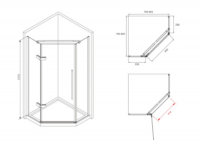 Душевой уголок ABBER Ewiges Wasser AG05080 80х80 трапеция, профиль хром, прозрачное стекло фото в интернет-магазине Русалия