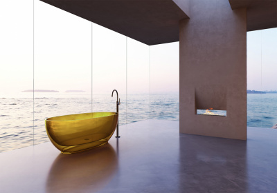 Прозрачная ванна ABBER Kristall AT9703Amber желтая 170х75х55 см фото в интернет-магазине Русалия