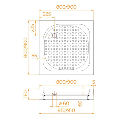 Душевой поддон квадратный RGW LUX/TN 900x900 фото в интернет-магазине Русалия