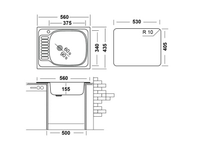 Кухонная мойка UKINOX Классика CLM560.435 ---5K 1R, 43,5*56 фото в интернет-магазине Русалия