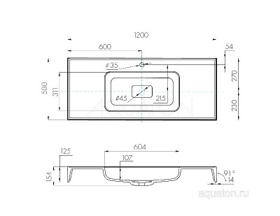 Раковина AQUATON Ричмонд 120 1A70583KRD010 фото в интернет-магазине Русалия