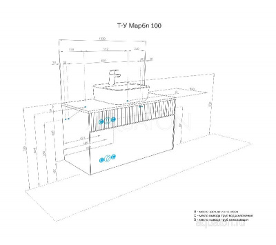 Тумба под раковину AQUATON Марбл 100 слэйт, белый матовый 1A276301MH4C0 фото в интернет-магазине Русалия
