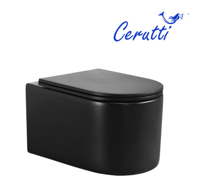 Унитаз TANARO Aria MB подвесной безободковый черный матовый, ТЕРМООБЖИГ (не плёнка) Ceruttispa CT9238(490х365х355) фото в интернет-магазине Русалия