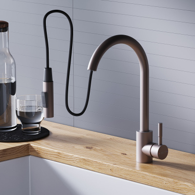 D3007511 Logic Кухонный смеситель  с вытягивающимся изливом, сатин фото в интернет-магазине Русалия