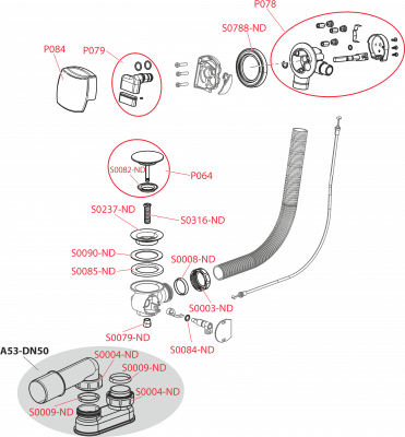 Слив-перелив полу-автоматический с наполнением для толстостенной ванны A565KM1 Alcaplast фото в интернет-магазине Русалия