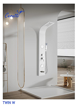 Панель TWIN W душевая из нержавеющей стали с форсунками Ceruttispa CT9985, цвет белый фото в интернет-магазине Русалия