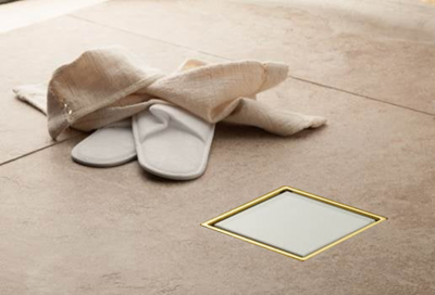 Точечный трап Pestan Confluo Standard 15х15 White Glass Gold (13000157) фото в интернет-магазине Русалия