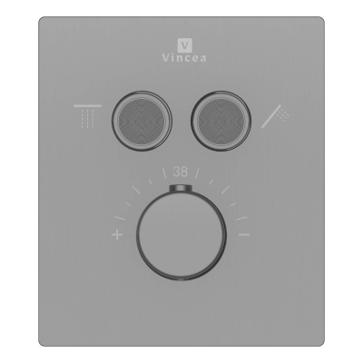 Душевой комплект VSFW-321MT1GM встраиваемый, термостат, двухрежимный, вороненая сталь Vincea фото в интернет-магазине Русалия