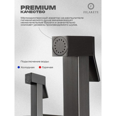 Гигиенический душ со смесителем встраиваемый FILARETE Fing FL101BG, графит фото в интернет-магазине Русалия