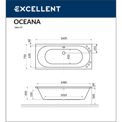 Акриловая ванна EXCELLENT Oceana 160x75  WAEX.OCE16WH фото в интернет-магазине Русалия