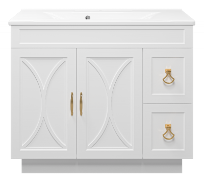 Тумба Амбра 100 (белая) с раковиной Marko Комфорт 100 Misty фото в интернет-магазине Русалия