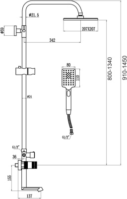 Душевая стойка Savol (S-602242-1) фото в интернет-магазине Русалия