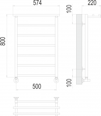 Водяной полотенцесушитель Контур с/п П7 500х800 4670078529718 Terminus фото в интернет-магазине Русалия