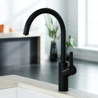 310721300  Eclipce смеситель для кухни, с фильтрацией C - излив, чёрный фото в интернет-магазине Русалия