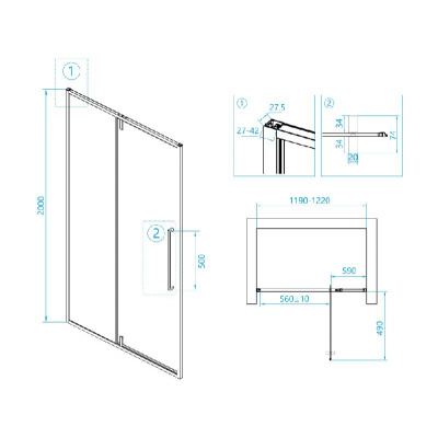 Душевая дверь RGW SV-03B 120 см, стекло прозрачное, профиль черный фото в интернет-магазине Русалия