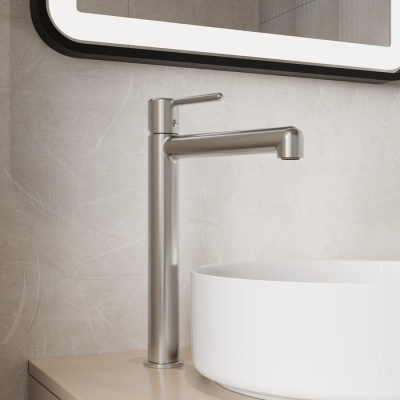 Смеситель для настольного умывальника, хром матовый, Aiger, IDDIS (AIGBC01i01) фото в интернет-магазине Русалия