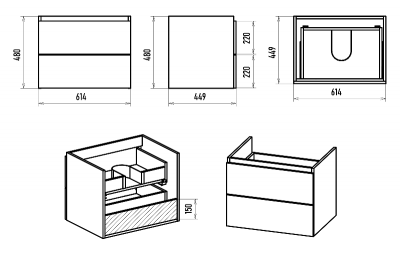Тумба Карат 65 подвесная с раковиной Dreja Harmonia 65 Misty фото в интернет-магазине Русалия