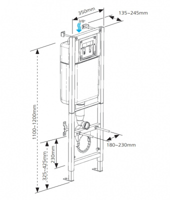 Инсталляционная система для подвесных унитазов Black с кнопкой Leon хром IN-BLACK-Cg-w Cersanit фото в интернет-магазине Русалия