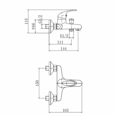 Смеситель для ванны и душа FASHUN хром (A3015) фото в интернет-магазине Русалия