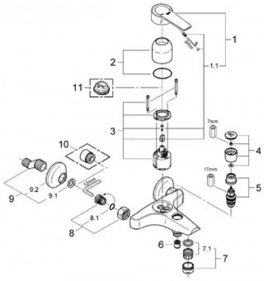 Смеситель для ванны Eurostyle Cosmopolitan 33591002 Grohe фото в интернет-магазине Русалия