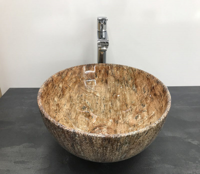 Раковина накладная круглая под коричневый камень MNC 489 CeramaLux фото в интернет-магазине Русалия