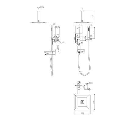Душевая система встраиваемая Grocenberg GB5089BL-2, черный фото в интернет-магазине Русалия