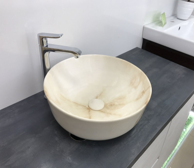 Раковина накладная круглая под бежевый камень MNC 526 CeramaLux фото в интернет-магазине Русалия