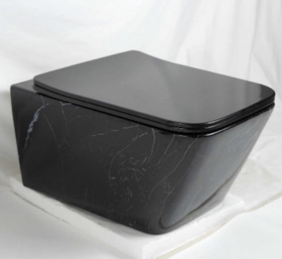 Унитаз Ceramalux подвесной 2215BW черный мрамор фото в интернет-магазине Русалия