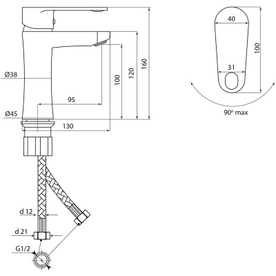 Смеситель Славен  для умывальника Коттедж Л (СЛ-ОД-Л10) фото в интернет-магазине Русалия