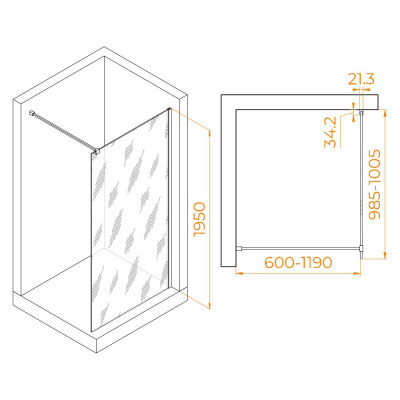 Душевая перегородка RGW WA-001 1000, стекло прозрачное, профиль хром фото в интернет-магазине Русалия