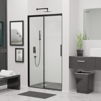 Душевая дверь RGW LE-12B 1100, стекло прозрачное, профиль черный фото в интернет-магазине Русалия