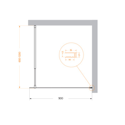 Душевая перегородка BelBagno KRAFT-L-1-90-C-Cr Belbagno фото в интернет-магазине Русалия