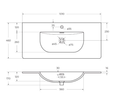 Керамическая раковина BB-8099-100, 1010x460x170 Belbagno фото в интернет-магазине Русалия