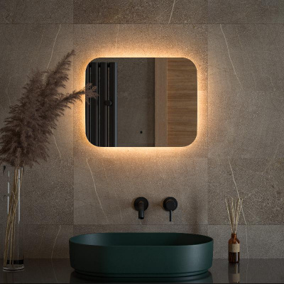 Зеркало  с LED-подсветкой настенное OPTI DEFESTO 50x40 см, DF 2811RH фото в интернет-магазине Русалия