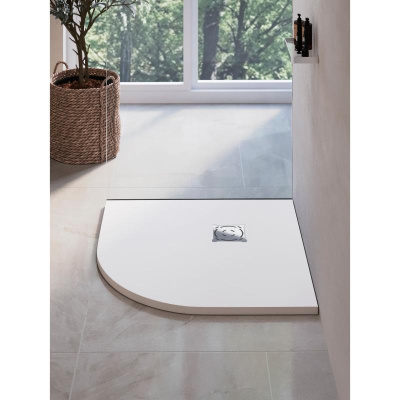 Каменный душевой поддон полукруглый RGW ST/R-W Белый  1000x1000 фото в интернет-магазине Русалия