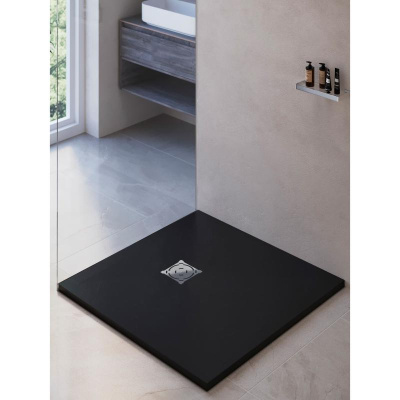 Каменный душевой поддон квадратный RGW ST-G Графит  750x750 фото в интернет-магазине Русалия