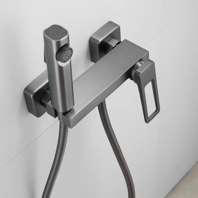 Гигиенический душ со смесителем Shevanik S6805T-1, оружейная сталь фото в интернет-магазине Русалия