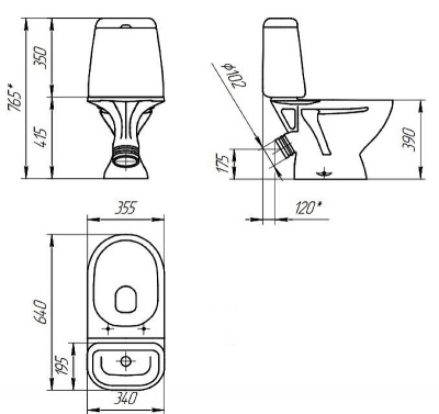 Унитаз-компакт 63423 STAR 031 36 DPL EO с сиденьем микролифт Cersanit фото в интернет-магазине Русалия
