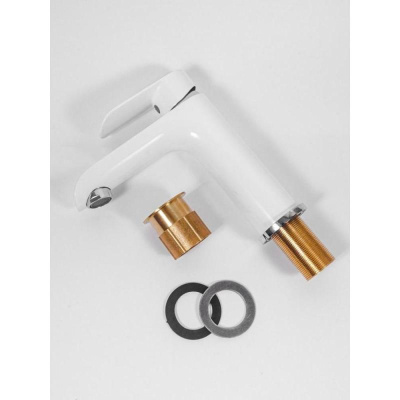 Смеситель для раковины Hansberge H1033W, белый/хром фото в интернет-магазине Русалия