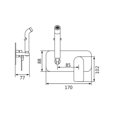Гигиенический душ со смесителем Shevanik S4105T, оружейная сталь фото в интернет-магазине Русалия